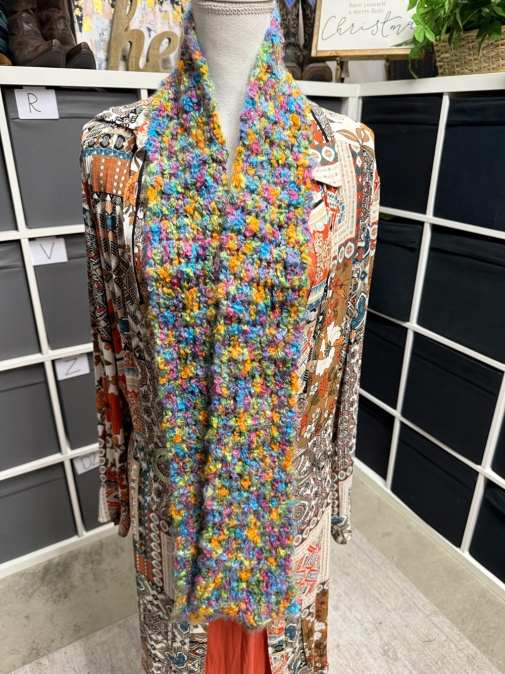 Handmade Multicolor Rainbow Crochet Scarf
